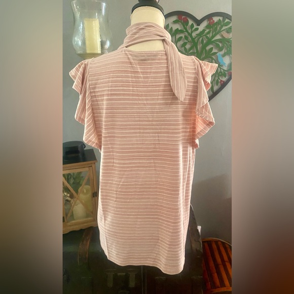 Doe & Rae Pink Striped Ruffle Blouse - Picture 5 of 6